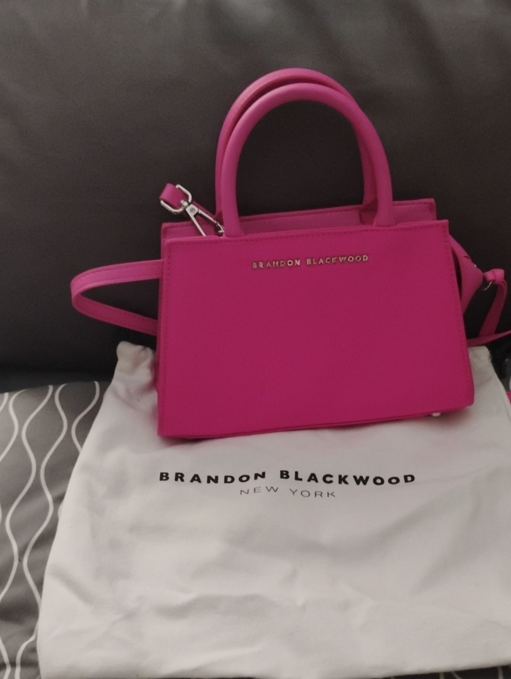 Brandon Blackwood  Hot Pink Mini Satchel with Top Handles. With Dust Cover Bag .